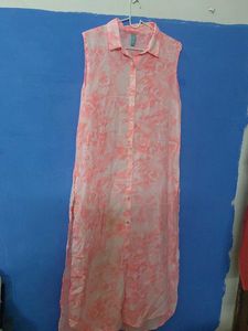 Pink Floral Sleeveless Tunic