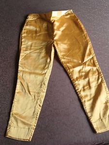 Elegant Golden Silk Palazzo Pants
