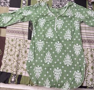 Green Printed Kurta