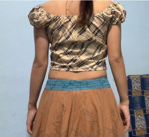 Chic Plaid Off-Shoulder Top