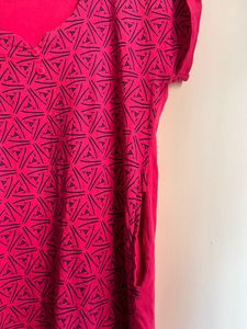 Vibrant Pink Geometric Print Dress