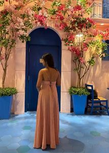 Elegant Pink Cowl Neck Slit Maxi Dress
