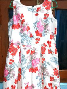 Floral Sleeveless Dress with white crop top