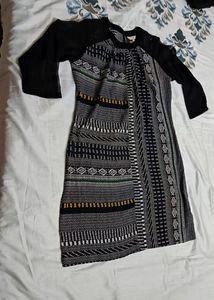 AND Brand Black Printed Casual Regular Fit Dress