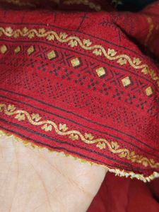 Elegant Red Saree with Gold Border