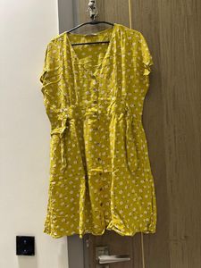 last price Chic Yellow Floral Button-Down Dress