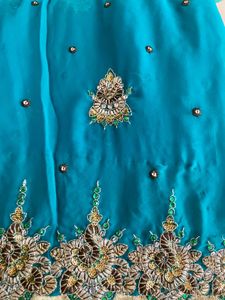 Stunning Blue Embroidered Saree
