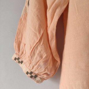 Embroidered Peachy Pink Kurta