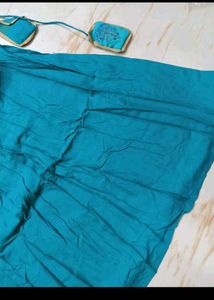 Boho Teal Maxi Skirt with Tassels