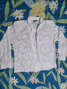 White Textured Button-Up Shirt
