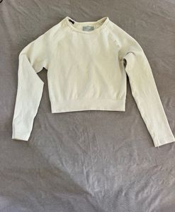 Casual Ribbed Long Sleeve Crop Top