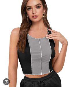 Trendy Color Block Crop Top