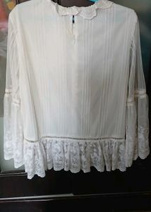 Elegant Lace Detail Blouse L Size