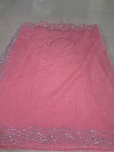 Elegant Pink Saree with Embellished Border