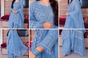 Blue Embroidered Kurta Set