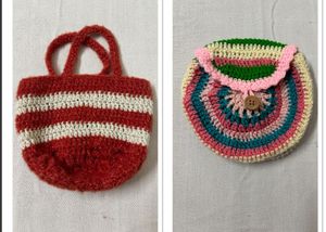 🆕Multicoloured Crochet Pouch Bags(Set of 2)