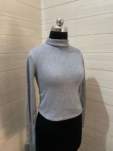 ZARA Gray Turtleneck Long Sleeve Top