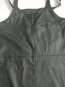 Black Faux Leather Pinafore Dress S/M