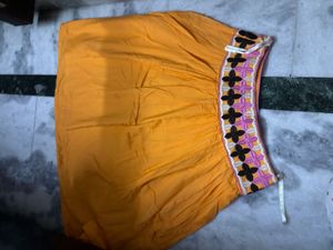 Vibrant Orange Embroidered Ethnic Skirt