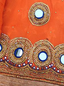 Bright Orange Embellished Kurta Set