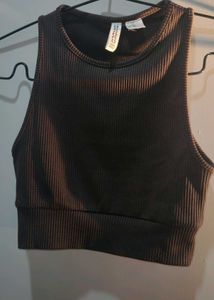Ribbed Racerback Cropped Tank Top