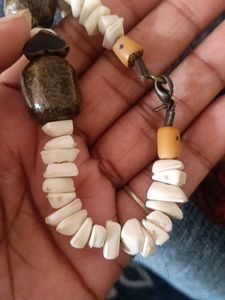 2 piece handcrafted natural seed and wooden beaded