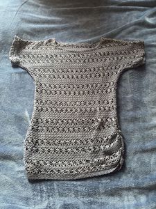 Gray Crochet Knit Top