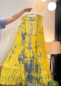Vibrant Yellow Tie-Dye Maxi Dress