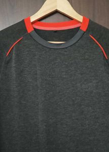 Men's Dark Grey &amp; Red Sports T-Shirt