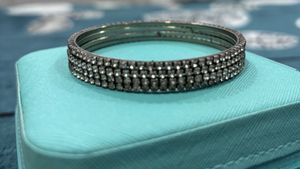 Oxidized Silver Square Shape Bangle Set