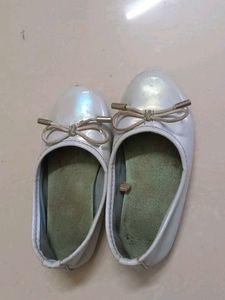 Bata White Ballet Flats with Bow