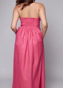 Strapless Pink Maxi Dress with Slit