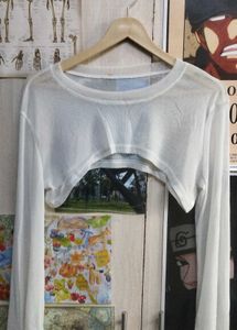 Sheer Cropped Long Sleeve Top
