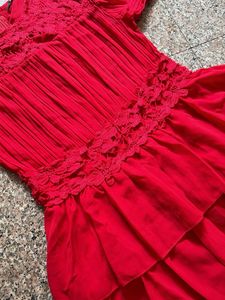 Vibrant Red Tiered Dress
