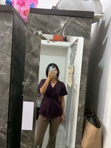 Elegant Purple V-Neck Twist Top
