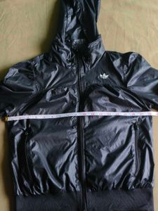 Adidas Retro Black Hooded Windbreaker Jacket