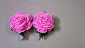 crochet rose hair clip 🌹