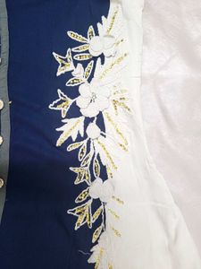 Title: Blue White Embroidered Anarkali Kurta Used