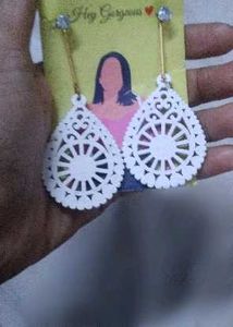 Elegant White Filigree Teardrop Earrings