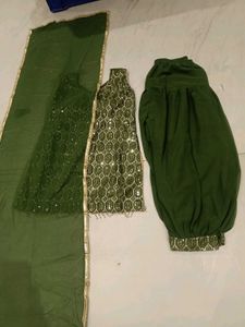 Elegant Green Sequin Salwar Suit