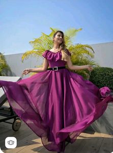 New Elegant Purple Ruffle Dress