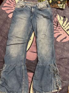 Flared Lace-Up Jeans
