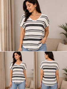 LOFT Striped V-Neck Tunic Top
