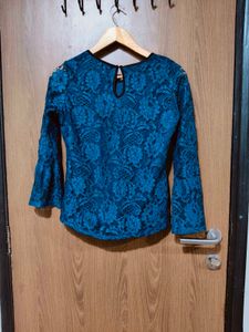 Elegant Teal Lace Top