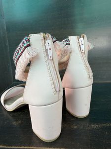 Monrow Blush Pink Block Heels with Zip-up Back