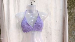 I. Crocheted Halterneck Crop Top