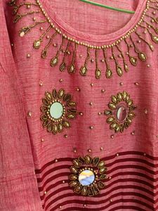 Designer Pink Kurta with Mirror Work