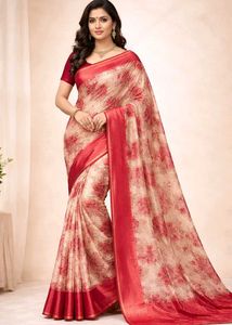 Floral Print Saree with FREE Towel |