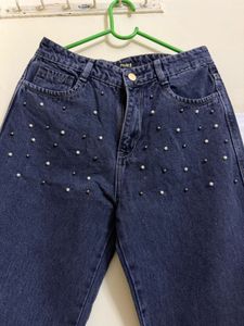 Sparkly Rhinestone Wide Leg Jeans