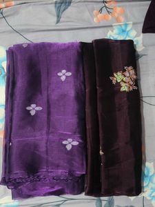 Beautiful Purple Saree with Embellishments